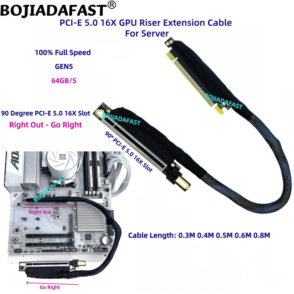 90度PCI-E 5.0 16X - PCIe X16 サー - Pcie 5.0 Gpu Riser Cable のレビューと価格