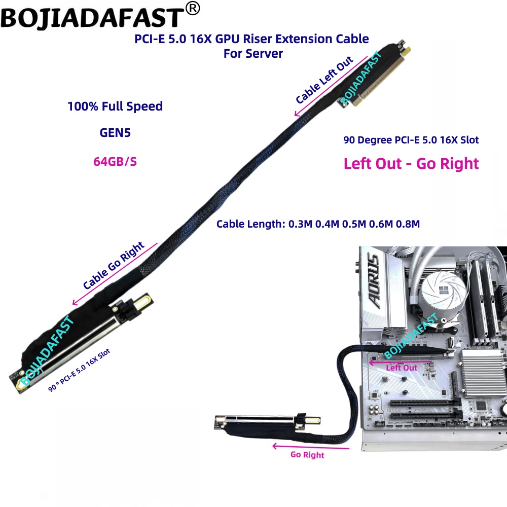 90度PCI-E 5.0 16X - PCIe X16 サー - Pcie 5.0 Gpu Riser Cable のレビューと価格